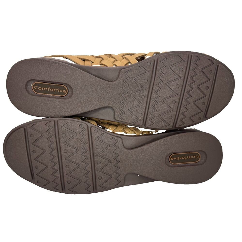 Comfortiva Fisherman Sandals 8.5 Tan Caramel Leather Cage Straps Slip On NWT - Picture 6 of 6